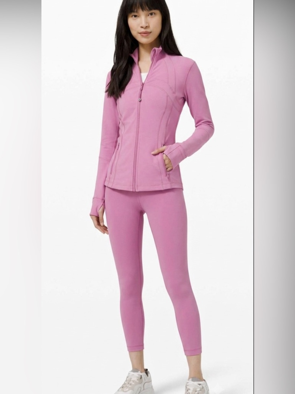 lululemon define Zip-Up Jacket wunder under leggings set sz 4 magenta glow